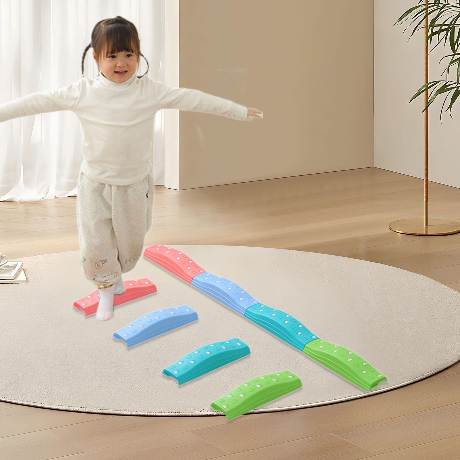 Qianly di Equilibrio per Bambini, Blocchi di Equilibrio per Interni Ed Esterni, Gioco Educativo con Percorso a Ostacoli, 4 Pezzi Colorati