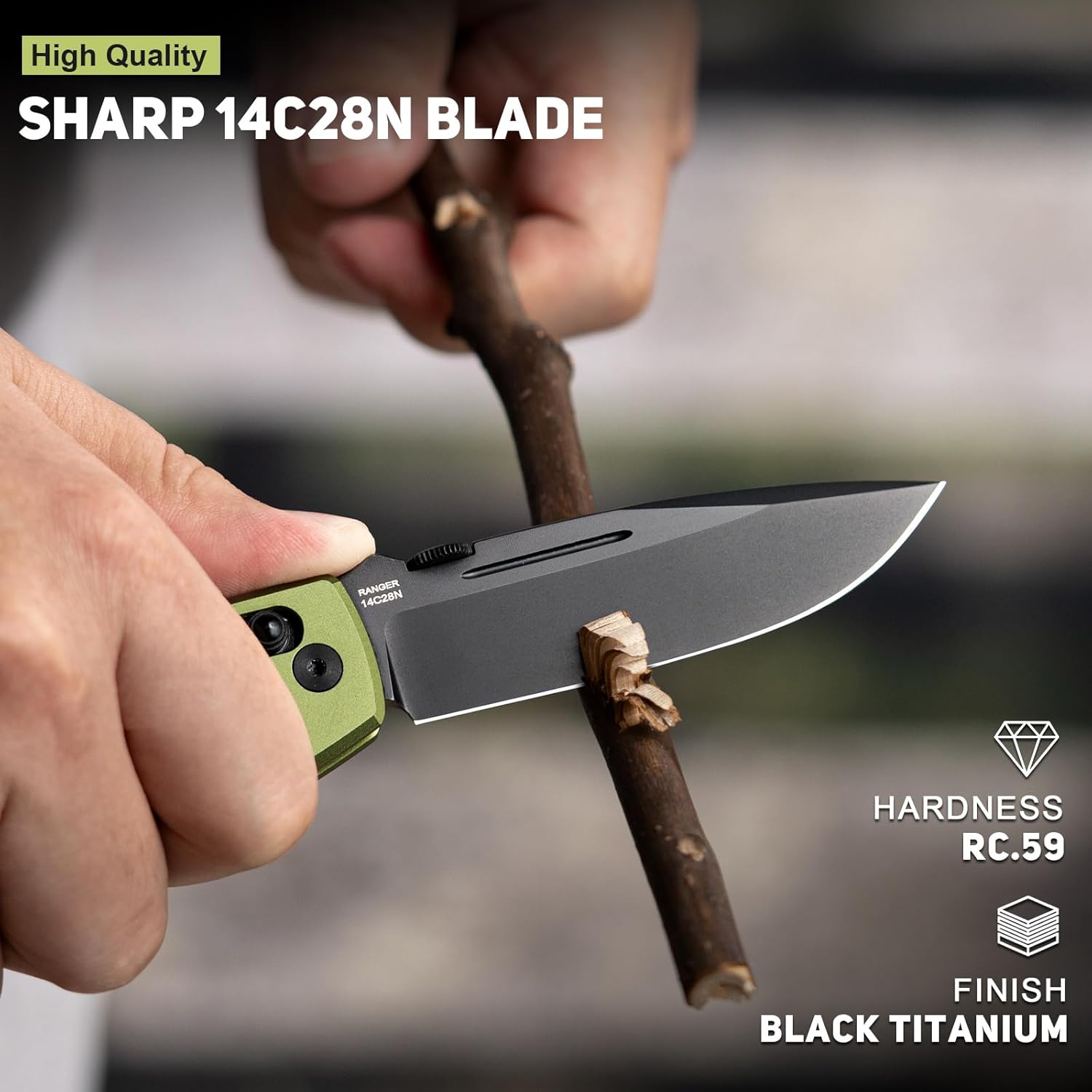 NedFoss RANGER Folding Pocket Knife for Men, 3.4" 14C28N Steel EDC Knife, Lightweight Aviation Aluminum Handle with Carbon Fiber Inlay, Axis Lock, Thumb Stud, Reversible Deep Pocket Clip, Cool Knife for Tactical, Hunting, Camping