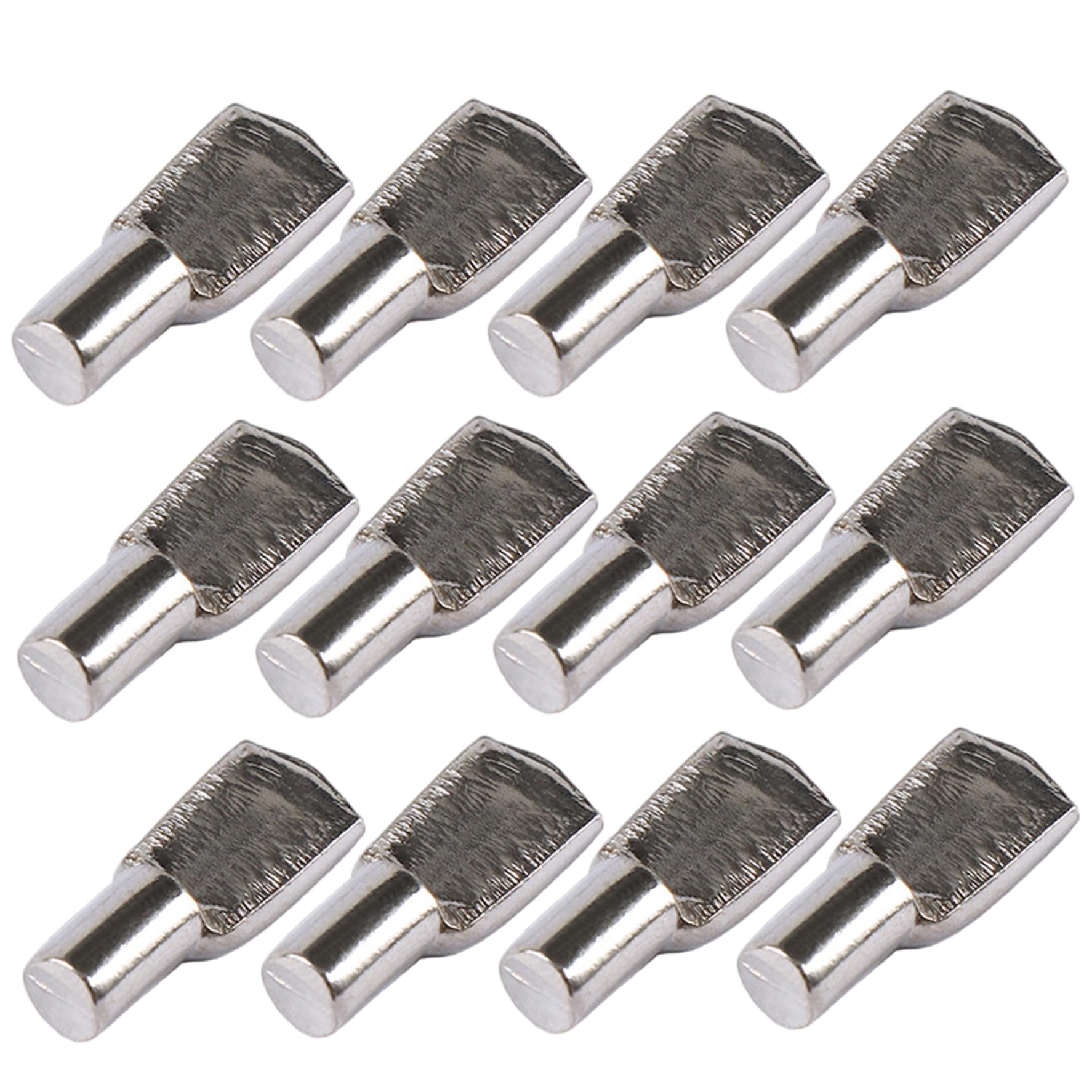 12Pcs 5mm Nickel-Plated Iron Shelf Pegs, Spoon Shaped Cabinet Strong Support Pegs Holder for Furniture, Bookcase, Cabinet, Closet, Shelving Units