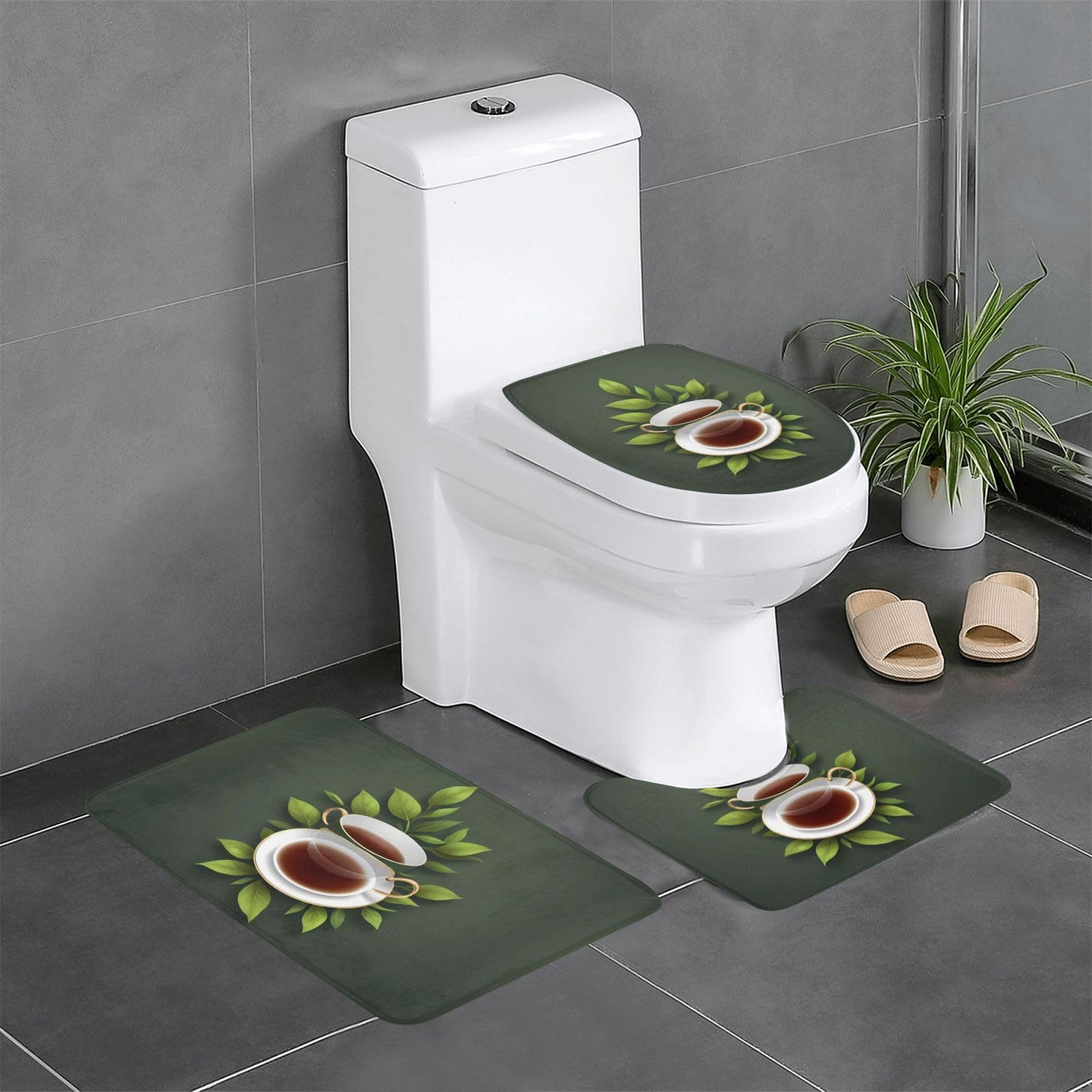 Tapis de salle de bain antidérapants YYHWHJDE faciles à nettoyer et absorbants motif feuilles