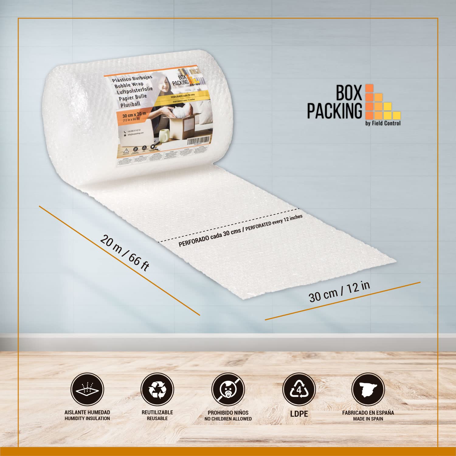 Rotolo Pluriball 22m X 30cm - 3 Strati Con Bolle 5mm Per Imballaggi E Traslochi - Foto 8