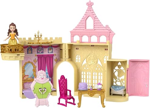 Disney Princess HPL52 Disney Princess Toy Belles Stacking Castle Dollhouse Playset with Small Doll and 8 Pieces Inspired by the Disney Film Travel Toys and Gifts for Children