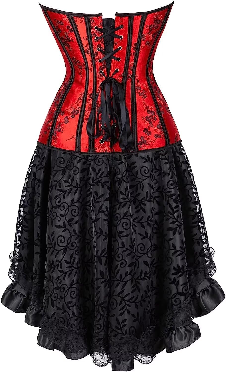 Josamogre Bustier Corset avec Jupe Irregular Robe de soirée Sexy Broderie Robe de soirée Courte Gothique Halloweenn