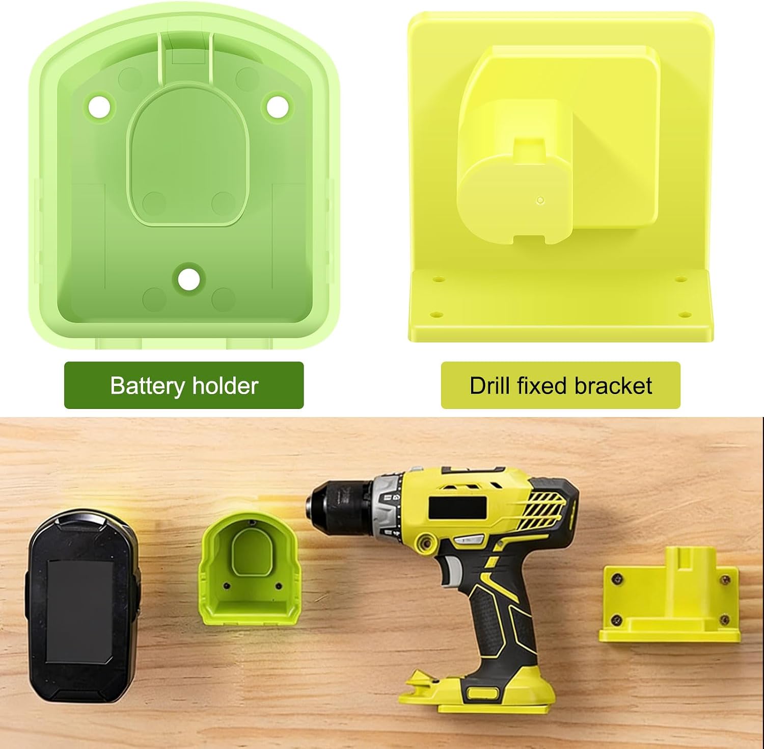 10Pack Tool Holder Compatible with Ryobi 18V and Battery Holder Compatible with Ryobi 12-18V Power Tool Wall Mount Hanger Storage Organizer with Screws Easy Installat