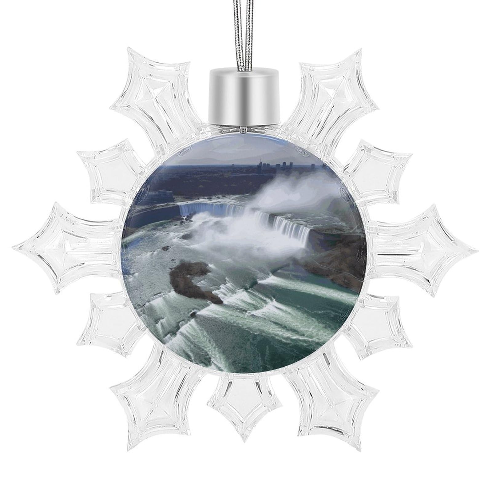 Décoration de Noël 2024 flocon de neige Niagara Falls en plastique et aluminium 10,4x8,9 cm