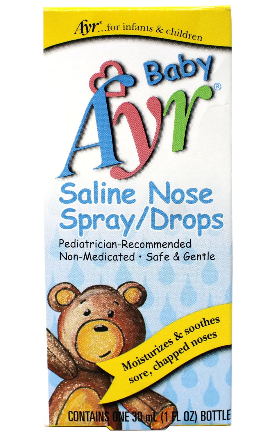 Ayr Baby Saline Nose Spray/Drops, Moisturizes & Soothes Sore, Chapped Noses, 1 FL OZ - 7 Pack