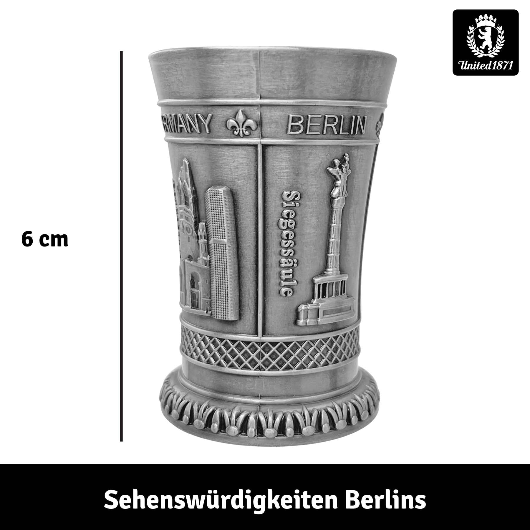 Berlin Souvenir (Zestaw 2) Kieliszki metalowe, Kieliszek jako pamiątka z Niemiec