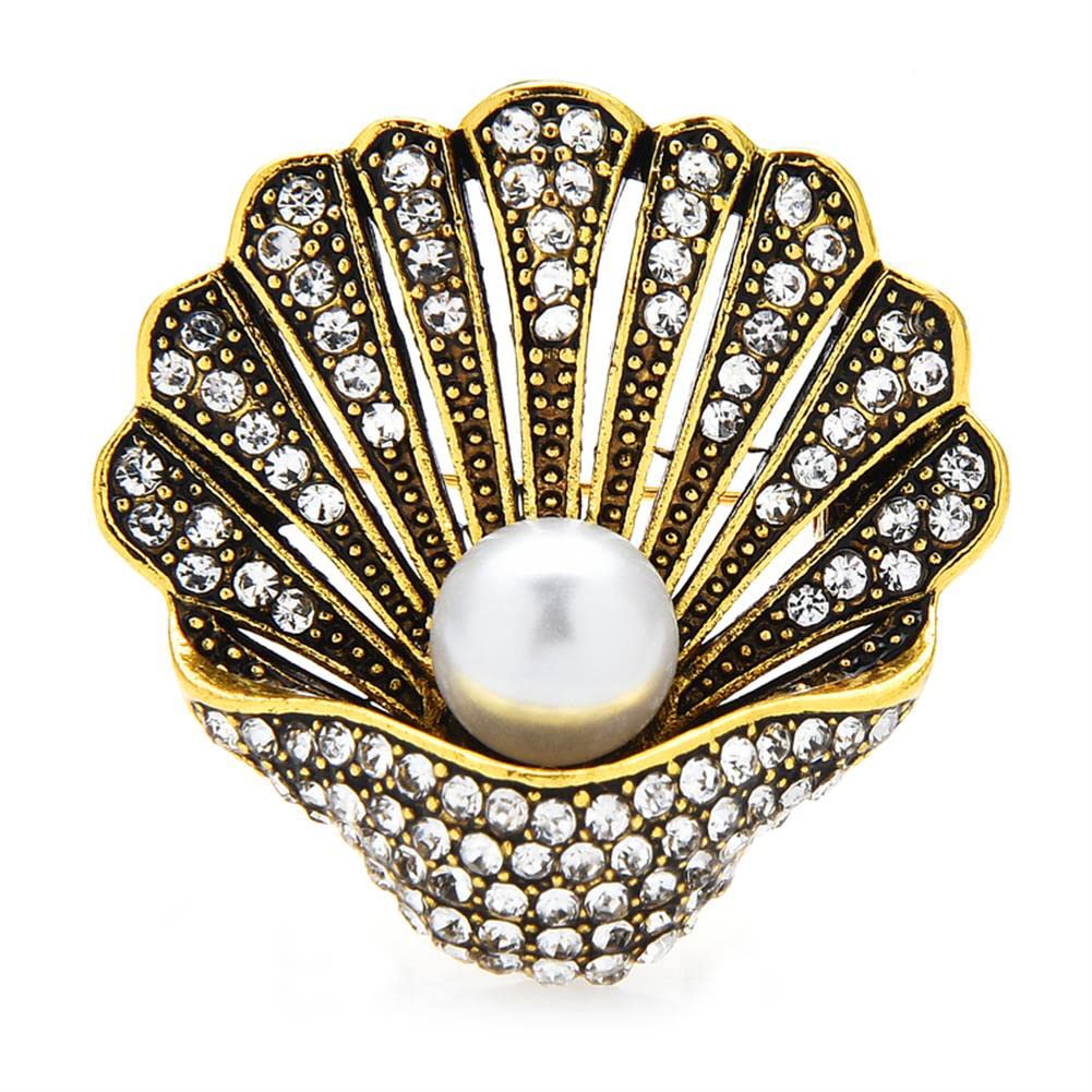 Broschennadel, Anstecknadel for Rucksäcke, Damen, Sammlung und Präsentation, Anstecknadeln, Broschen und Anstecknadeln, Vintage-Strass-Muschel, Damen, Unisex-Design, lässige Büronadeln, Abzeichen
