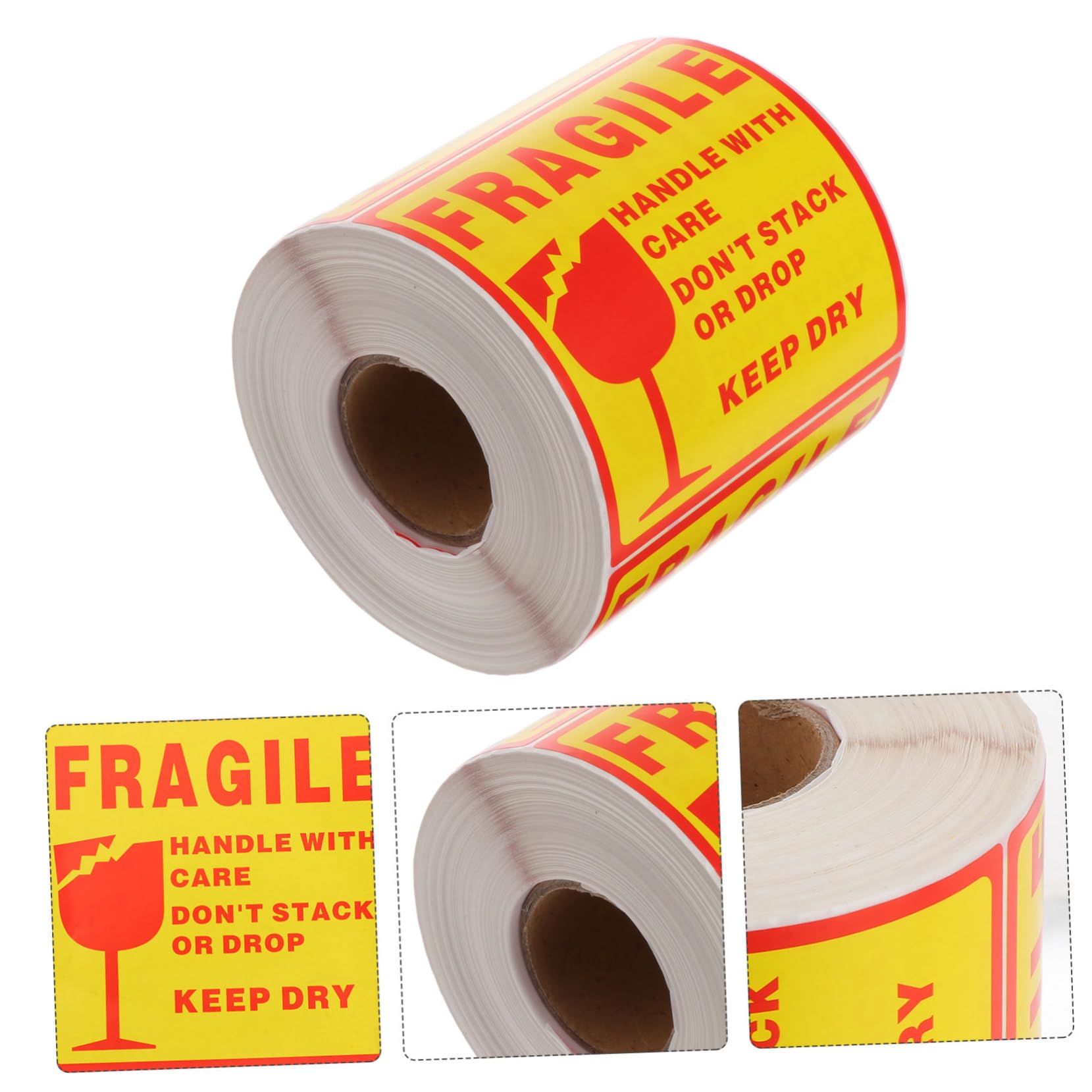 Mikikit Etichette Adesive Fragili Rosso Giallo Warning Sticker Autoadesive per Confezionamento e Spedizione Etichette Pacchi Fragili Facili da Applicare per Cura e Protezione