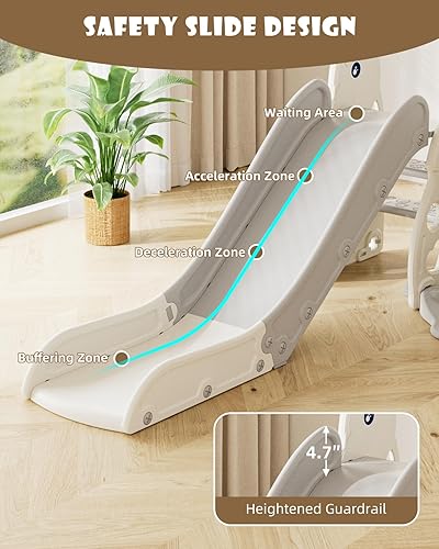 Miniatura 6 de Glaf Juego de tobogán y columpio para niños pequeños 6 en 1, juego para exteriores, tobogán para niños pequeños de 1 a 3 años, juguetes de escalador