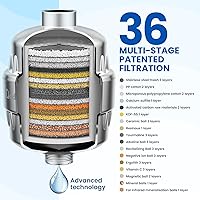 Vista 2 de Adamson Filtro de ducha para agua dura, cabezal de ducha filtrado de 36 etapas, ayuda a reducir el cloro, soporta una piel y cabello más saludables