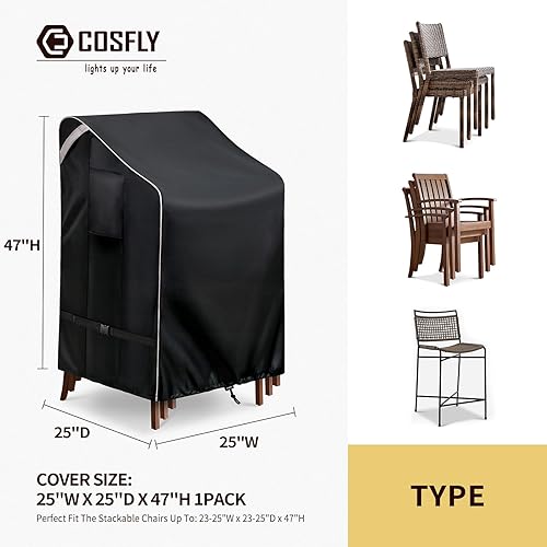 Miniatura 16 de COSFLY Fundas impermeables para muebles de patio, fundas para sillas de exterior resistentes, se adaptan a hasta 35 pulgadas de ancho x 38 pulgadas
