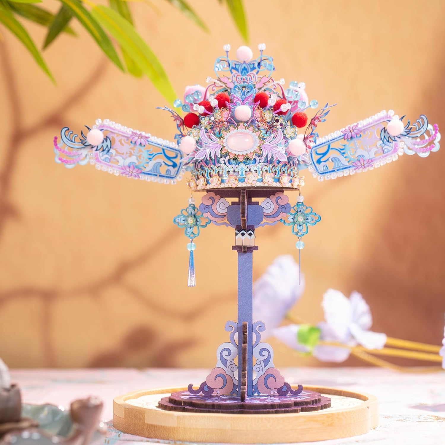 MU 3D Metal Puzzles Number One Scholar Hat with Tool Sets and3D Wooden Bracket, Top Scholar Headgear Cultural Symbol Zhuangyuan Hat Model Kits Academic Success Ascension Graduation Gift Home Decor