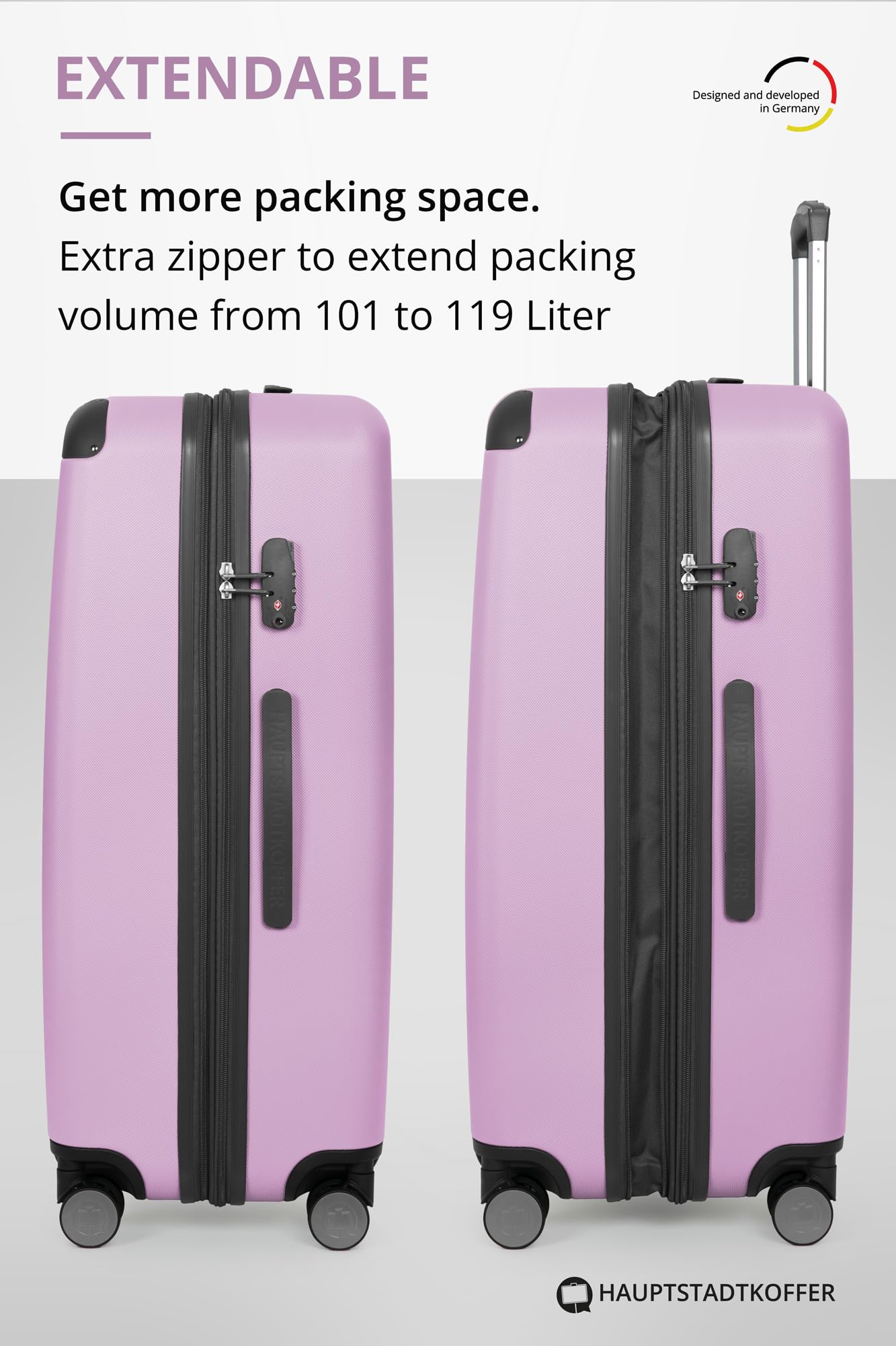 HAUPTSTADTKOFFER - Spree - Maleta rígida, Trolley expandible, Equipaje de Viaje, 4 Ruedas Dobles, TSA, 65 cm, 74 litros, Champán — view 498