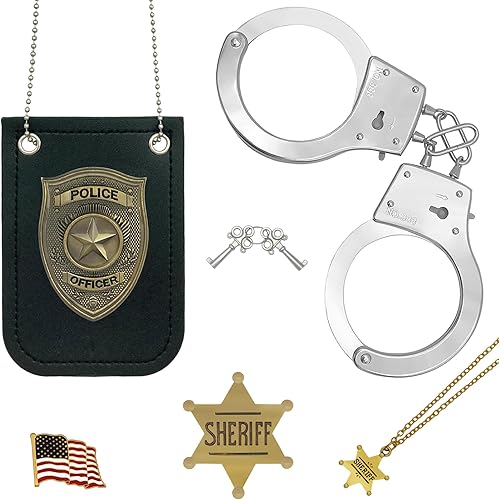Miniatura 8 de 5 PCS Police Badge and Handcuffs Toy Set for Kids, Cop Accessories, Police Pretend Play Toy Set