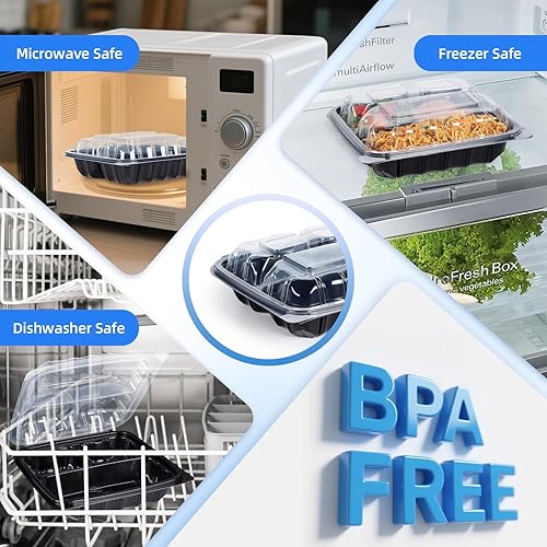 Miniatura 36 de YANGRUI Recipientes de plástico de 6 pulgadas, 17 onzas, paquete de 55 unidades – tapa reutilizable Crystal View anti niebla sin BPA PP Clamshell