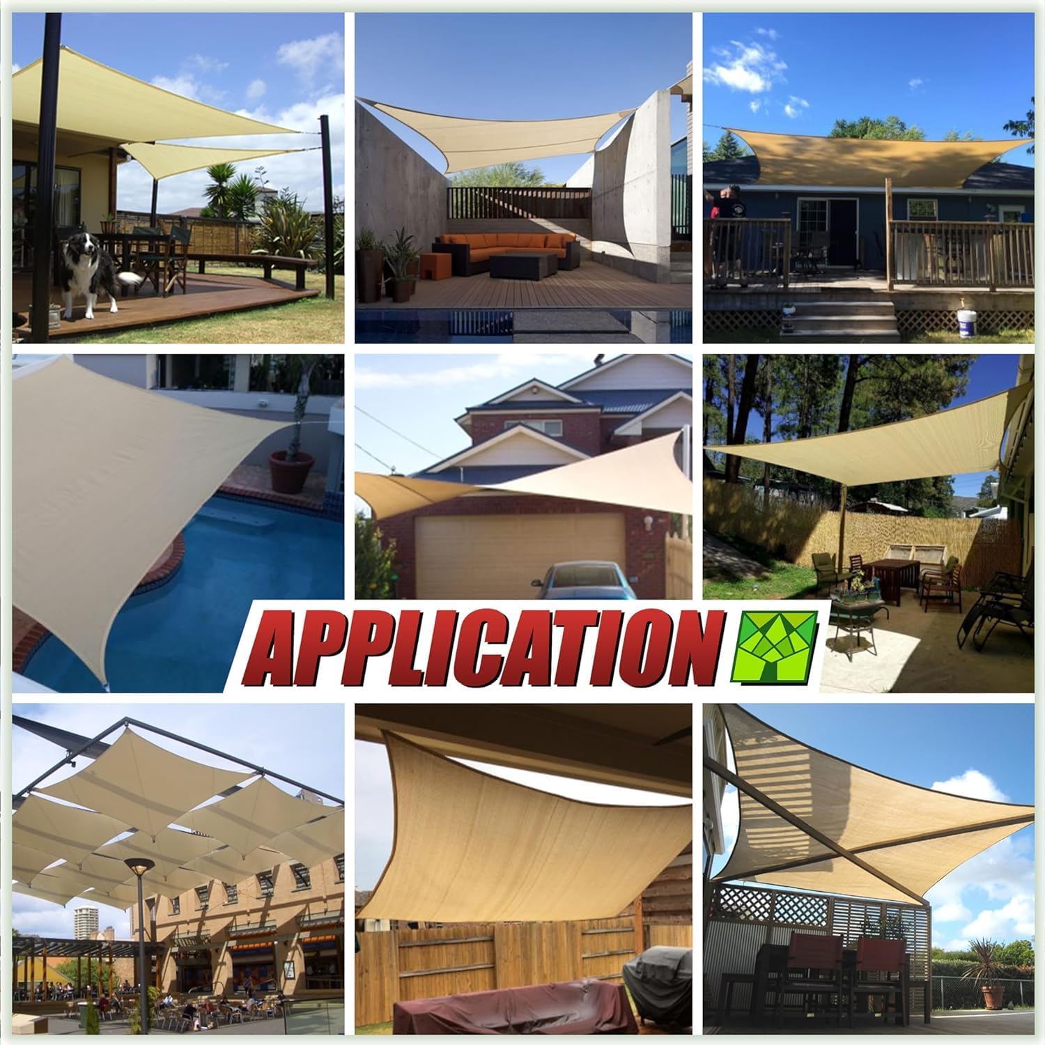 ColourTree 16' x 20' Beige Rectangle CTAPR1620 Sun Shade Sail Summer Canopy Mesh Fabric UV Block UPF50 - Commercial Heavy Duty - 190 GSM - 3 Years Warranty