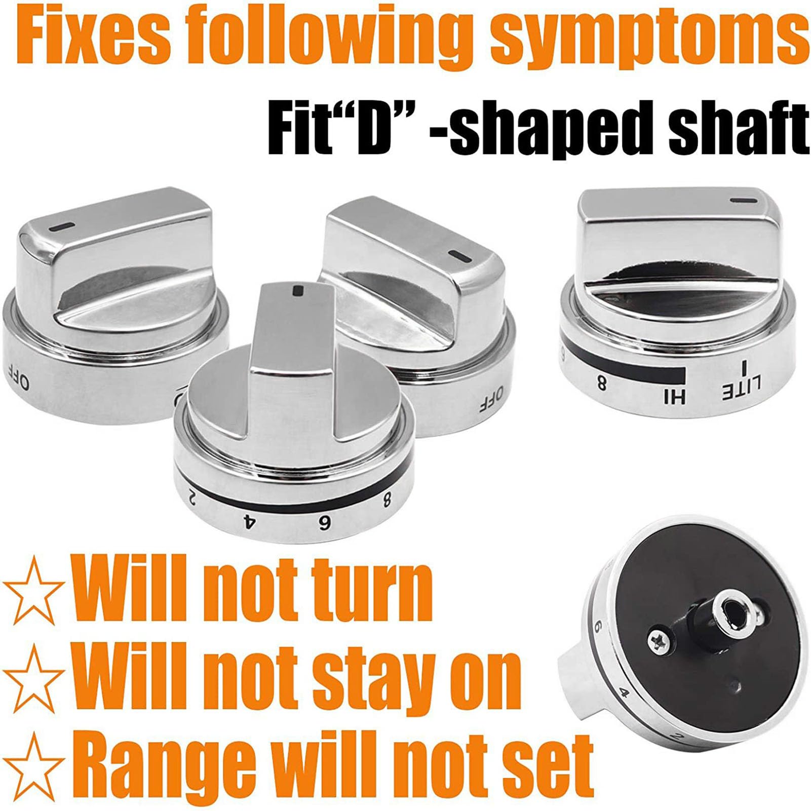 SIXRUN Stove Knob Ersatz 5er Pack, Chrom (SILVER)