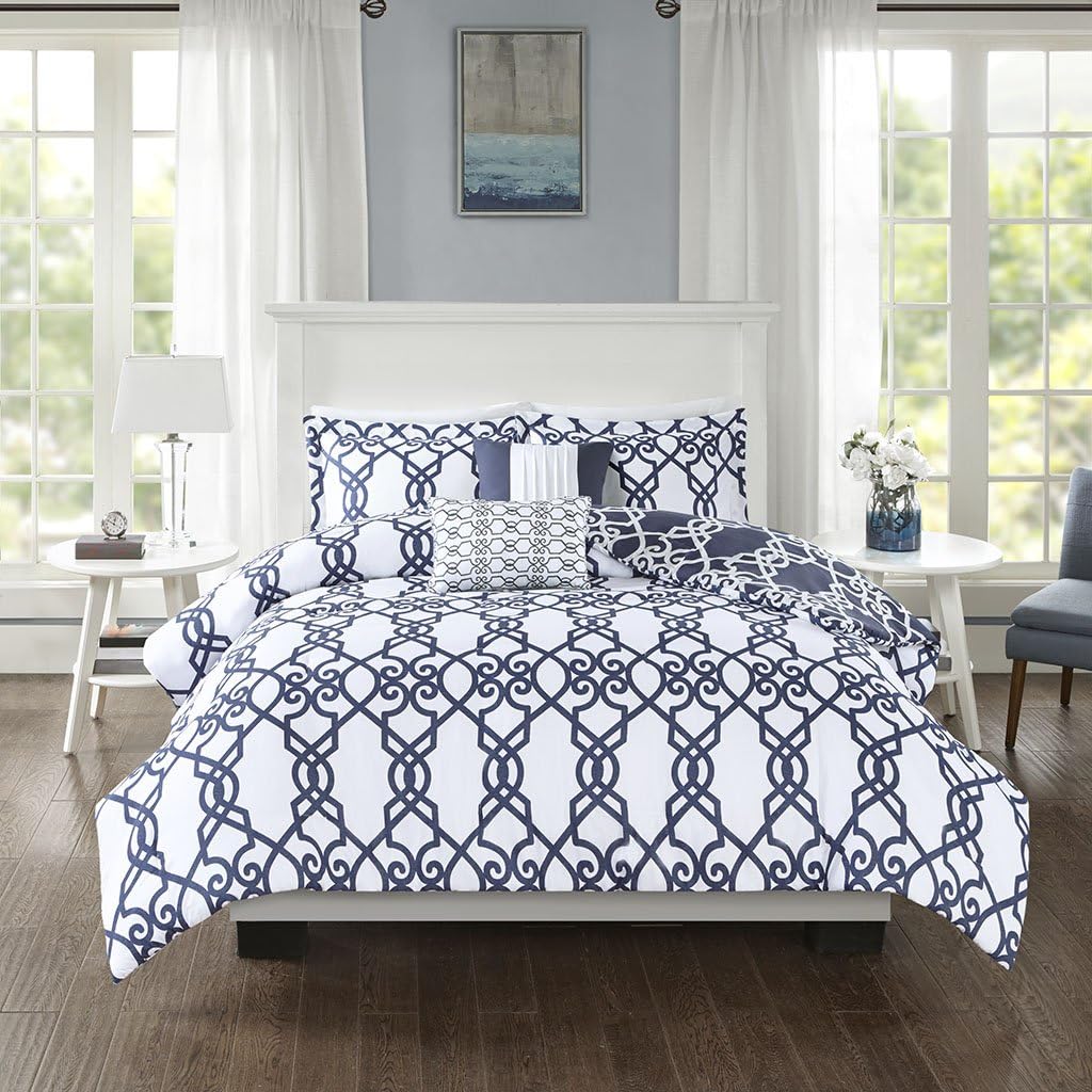 Amazing 🔥 510 DESIGN Neptune 5 Piece Reversible Print Comforter Set Dark Navy Full/Queen Crazy Deals 510 DESIGN Neptune 5 Piece Reversible Print Comforter Set Dark Navy Full/Queen