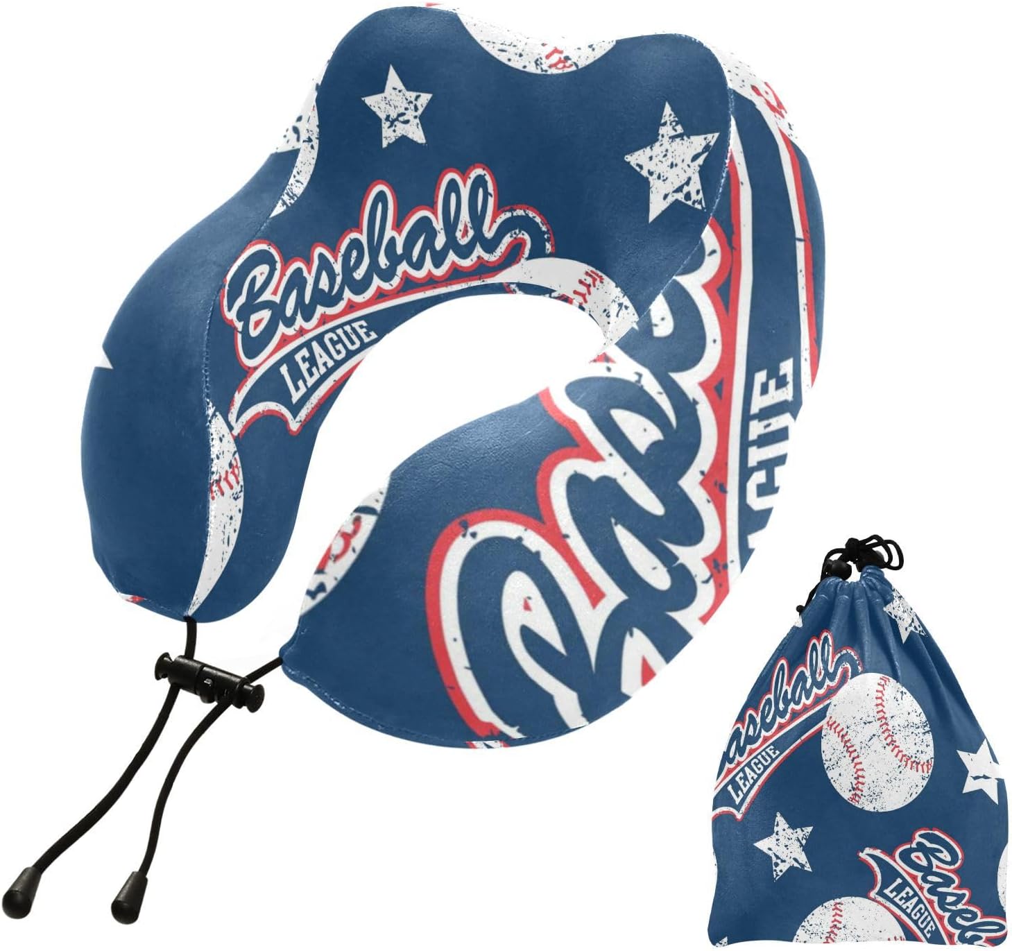SUABO Travel Neck Pillow, Baseball Stars Memory Foam Pillow Neck Pillow for Airplane Car Home Recliner Use