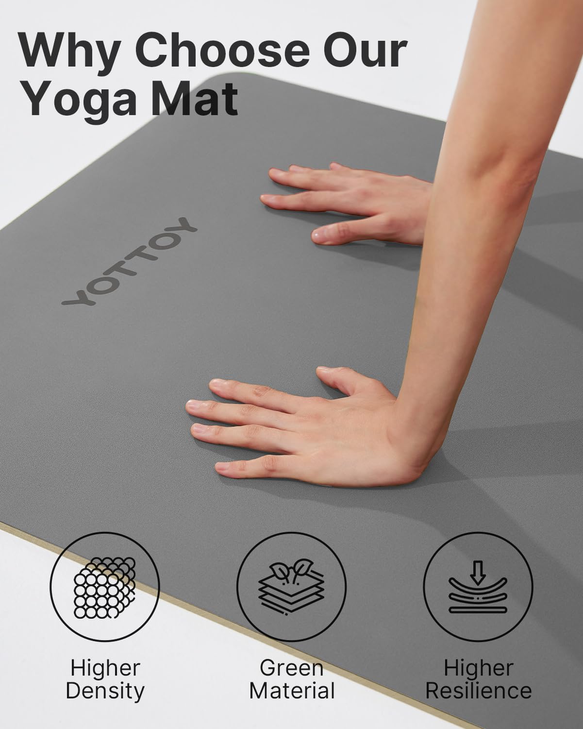 YOTTOY Tapete de yoga, antideslizante, con diseño antidesgarros y de goma natural amigable con correa y bolsa