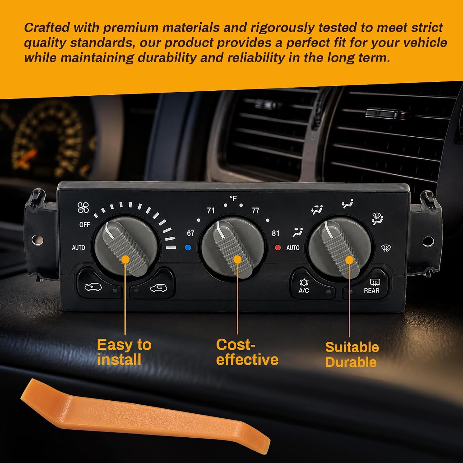 599-215 HVAC Climate Control Module Panel Compatible with Chevy Silverado Avalanche Suburban Tahoe & G-MC Sierra Yukon 2000-2002, Replace 12208020 15060162 15126603 15748167