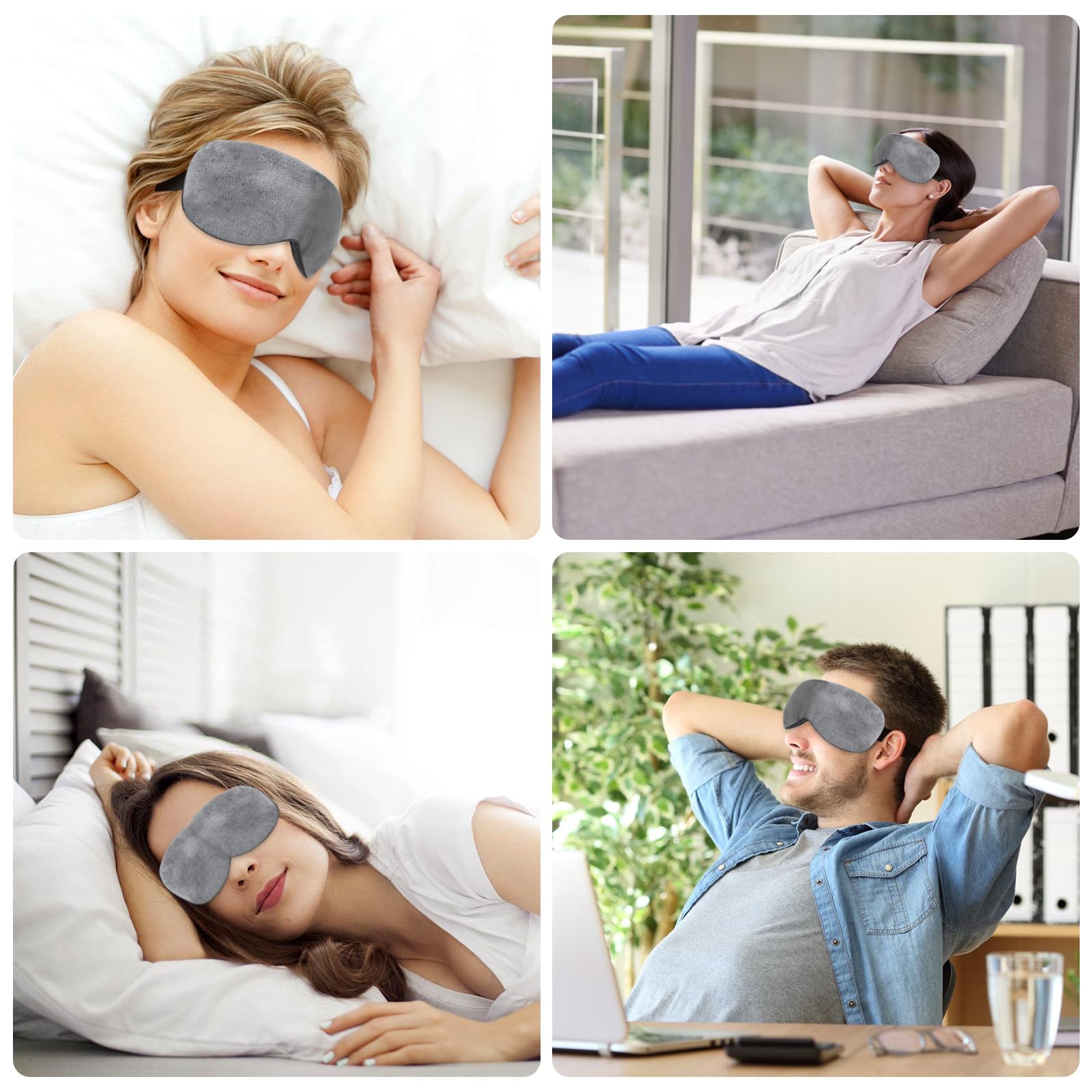Lunettes chauffantes sans fil avec batterie sans fil - Masque chauffant pour les yeux - 3 niveaux de chaleur - Housse lavable - Pour les yeux secs et un meilleur sommeil