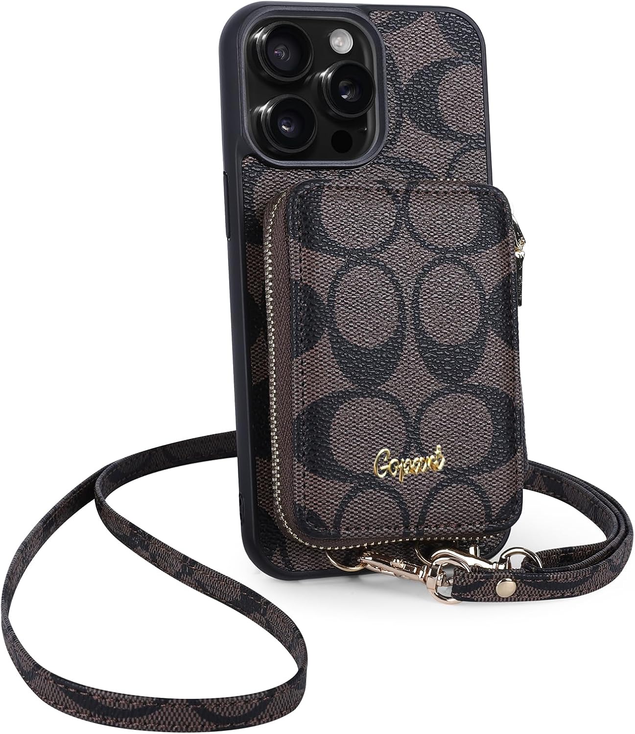 Protective Cover Wallet Cases for iPhone 15 Pro Max with Card Holder and Removable Strap for iPone 15 Pro Max 6.7 inch Brown