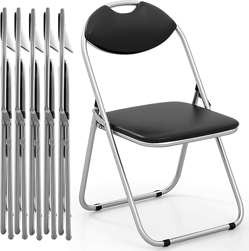GOFLAME Paquete de 6 sillas plegables, sillas de comedor plegables con cojín acolchado y respaldo, asiento comercial portátil para interiores y