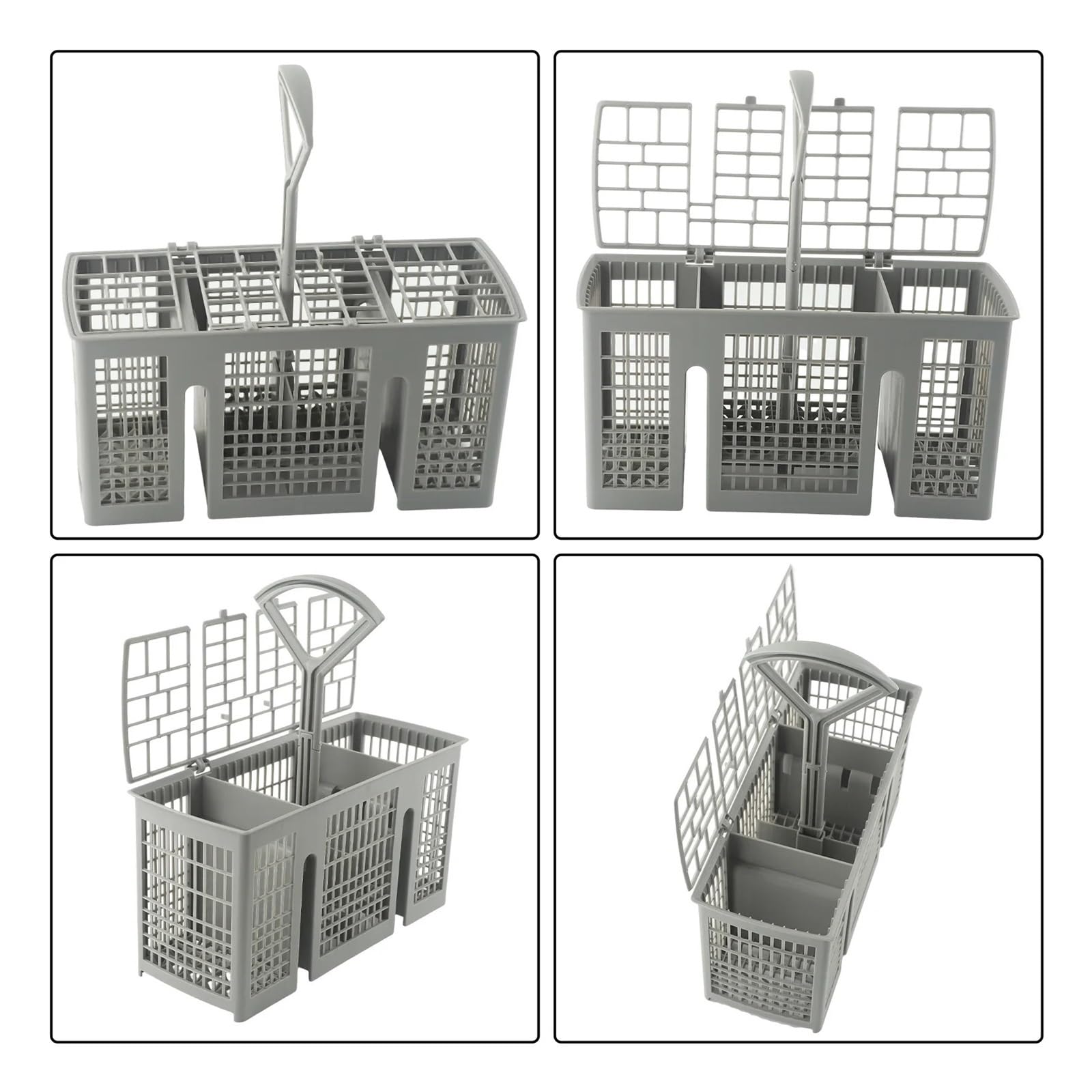 Cesta de cubiertos para lavavajillas con mango redondo y cubierta, accesorios para lavavajillas eficiente, compatible con la mayoría de lavavajillas