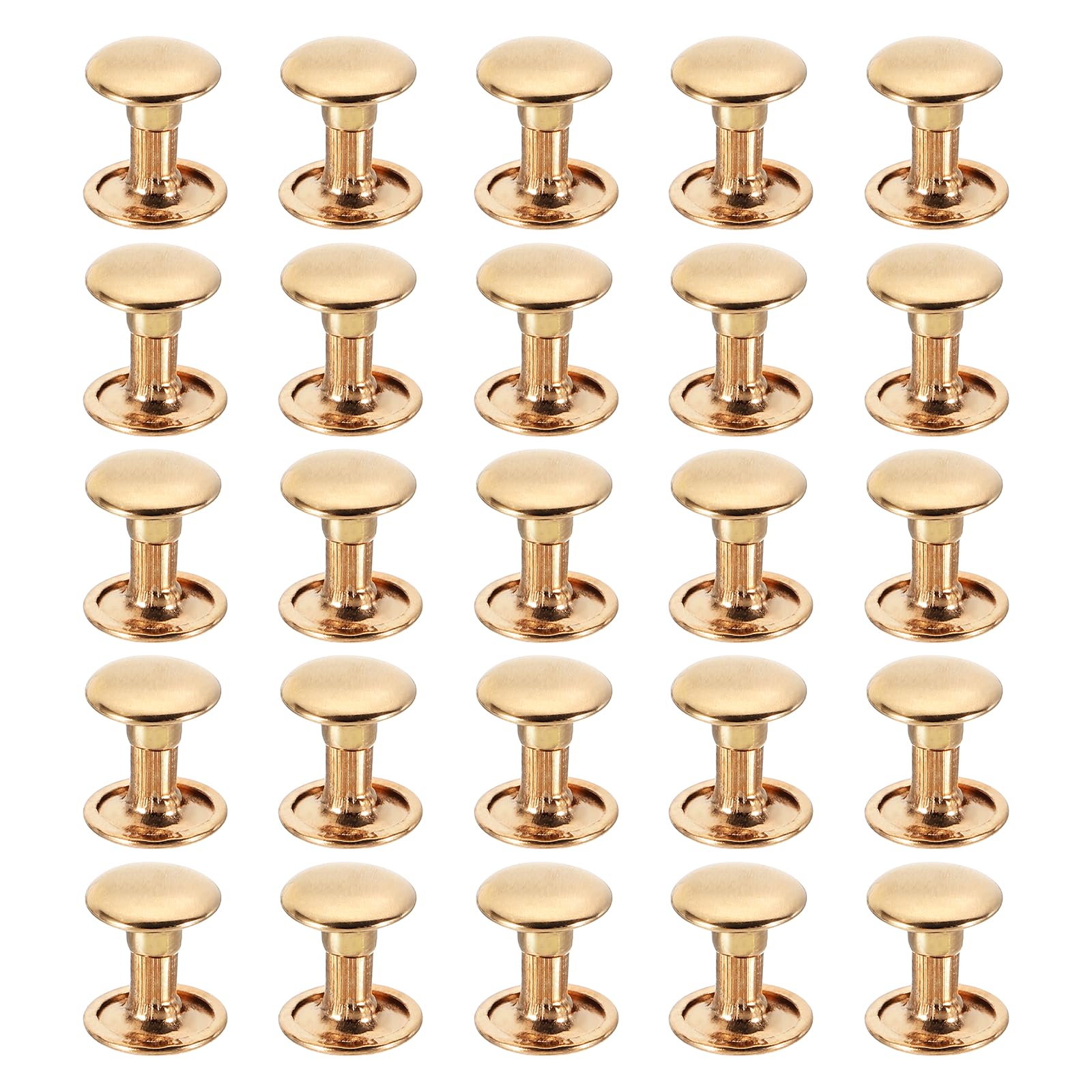 PATIKIL Leather Rivets, 160Sets Carbon Steel Double Cap Rivet Kits Craft Replacement Accessories for Handbags Belts Clothes Shoes, Gold (9 x 10 Mm)