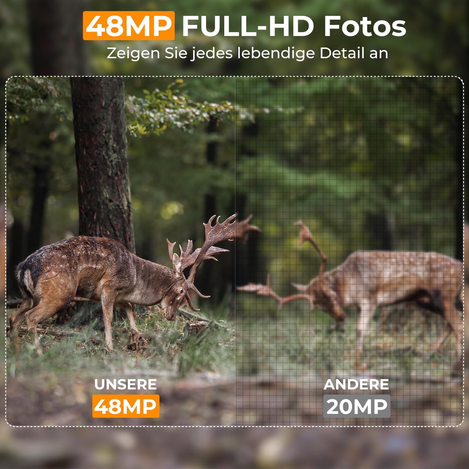K&F CONCEPT 48MP 4K WLAN Wildkamera handyübertragung, WiFi Wildkamera mit bewegungsmelder nachtsicht 0,2s No Glow LEDs IP66 120°Erfassungswinkel Jagdkamera mit 64G Speicherkarte und 8 Batterien