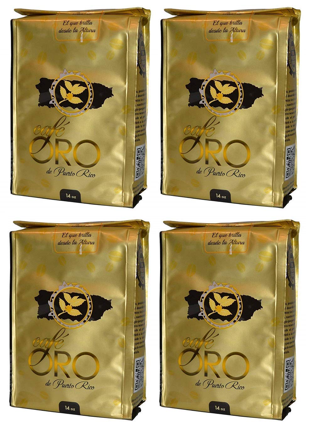 Cafe Oro de Puerto Rico Tueste Mediano Oscuro - 14oz / Cafe Oro Puerto Rican Coffee Medium Dark Roast - 14oz (4 Pack)