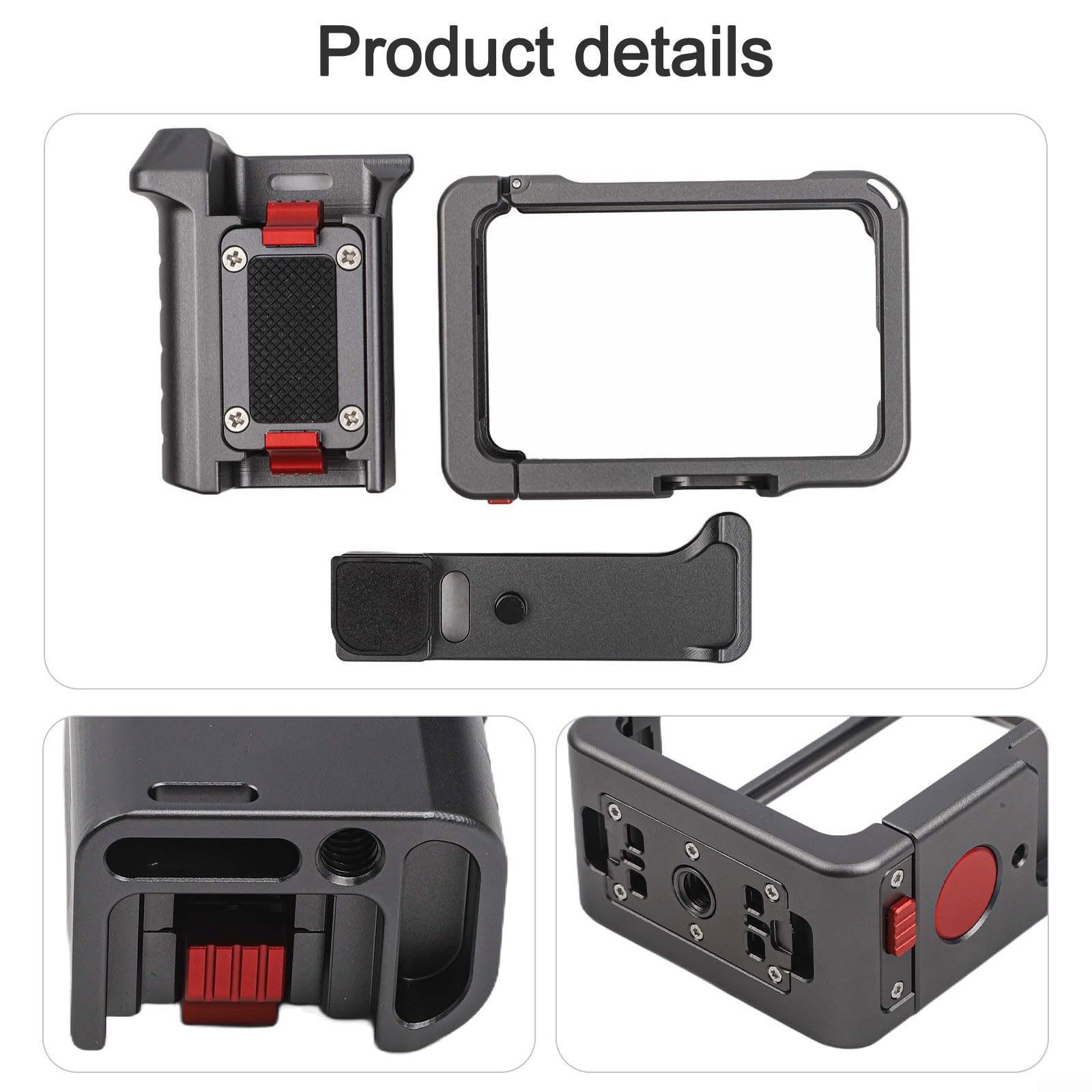 Kit impugnatura ergonomica in alluminio con sgancio rapido e scarpa fredda compatibile con Osmo Action 6