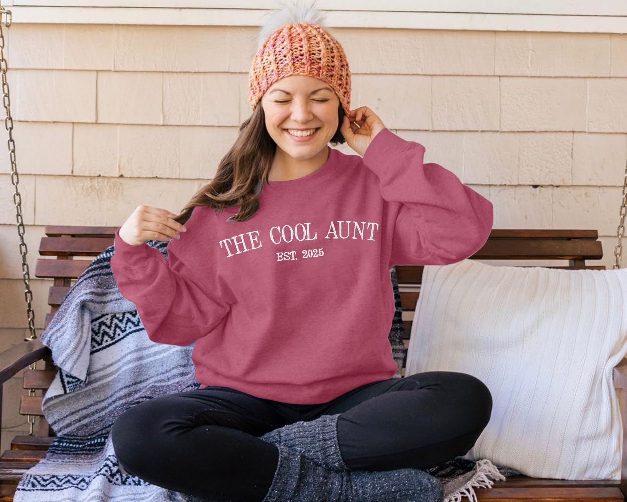 MYHALF Aunt Sweatshirt Cool Auntie Shirt: Women Oversized Auntie Crewneck Sweatshirts Aunt Gift Tops Cute Aunts Club Pullover - Image 7