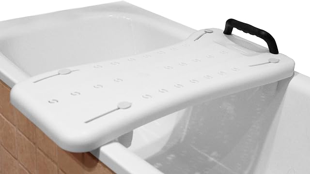 PEPE - Bath Transfer Boards for Elderly (29.5"), Suspended Bath Seat, Bathboards for Disabled, Bathboard Sit on with Handle, Bathtub Seat for Adults, Bath Transfer Bench, Plastic Bath Board Seat