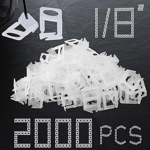 Clips de sistema de nivelación de azulejos de 1/8 de pulgada, 2000 piezas, clips niveladores de azulejos de 0.118 pulgadas, separadores de azulejos,