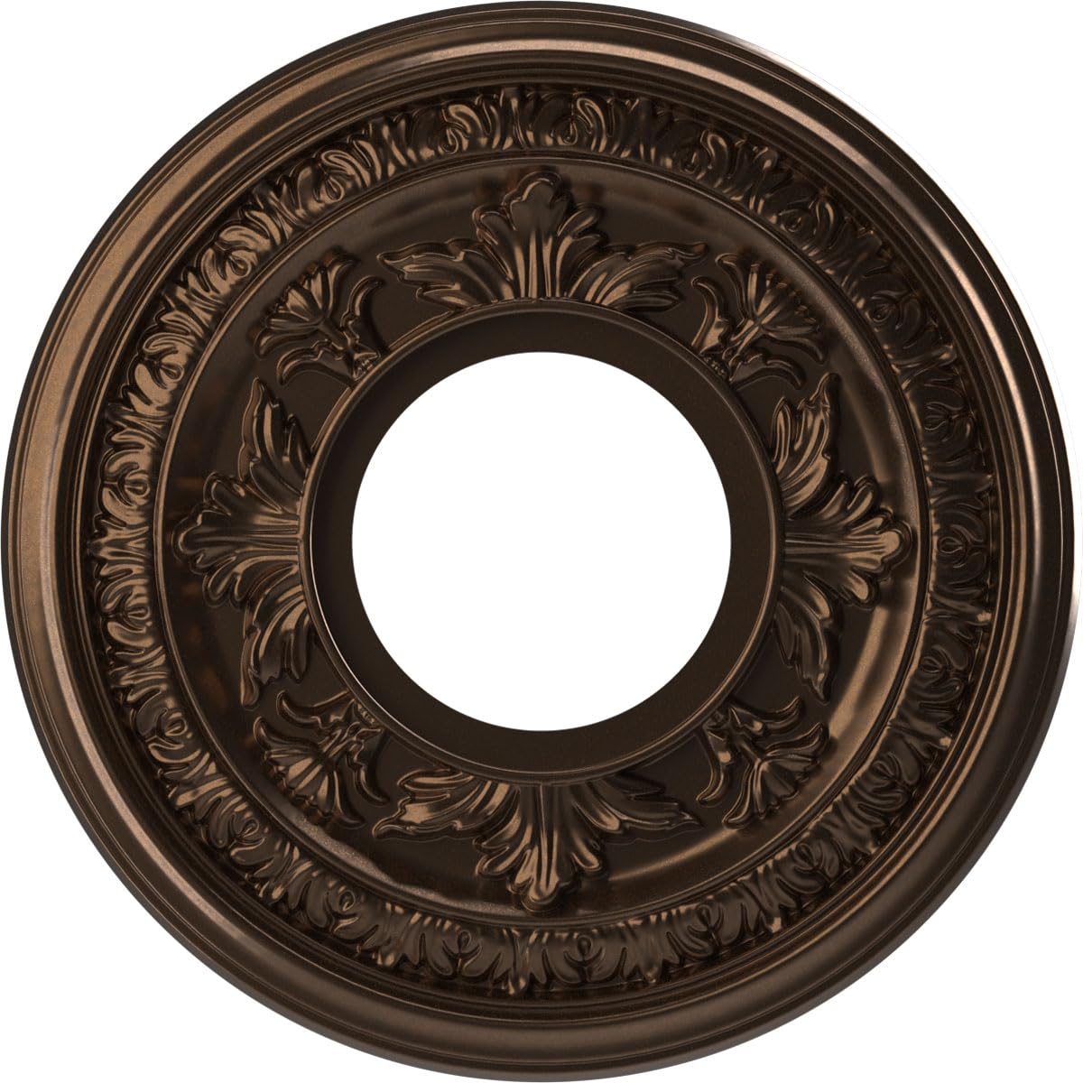 Ekena Millwork CMP10BACAB Baltimore Thermoformed PVC Ceiling Medallion (Fits Canopies up to 4 1/4"), 10"OD x 3 1/2"ID x 3/4"P, Metallic Antique Brass