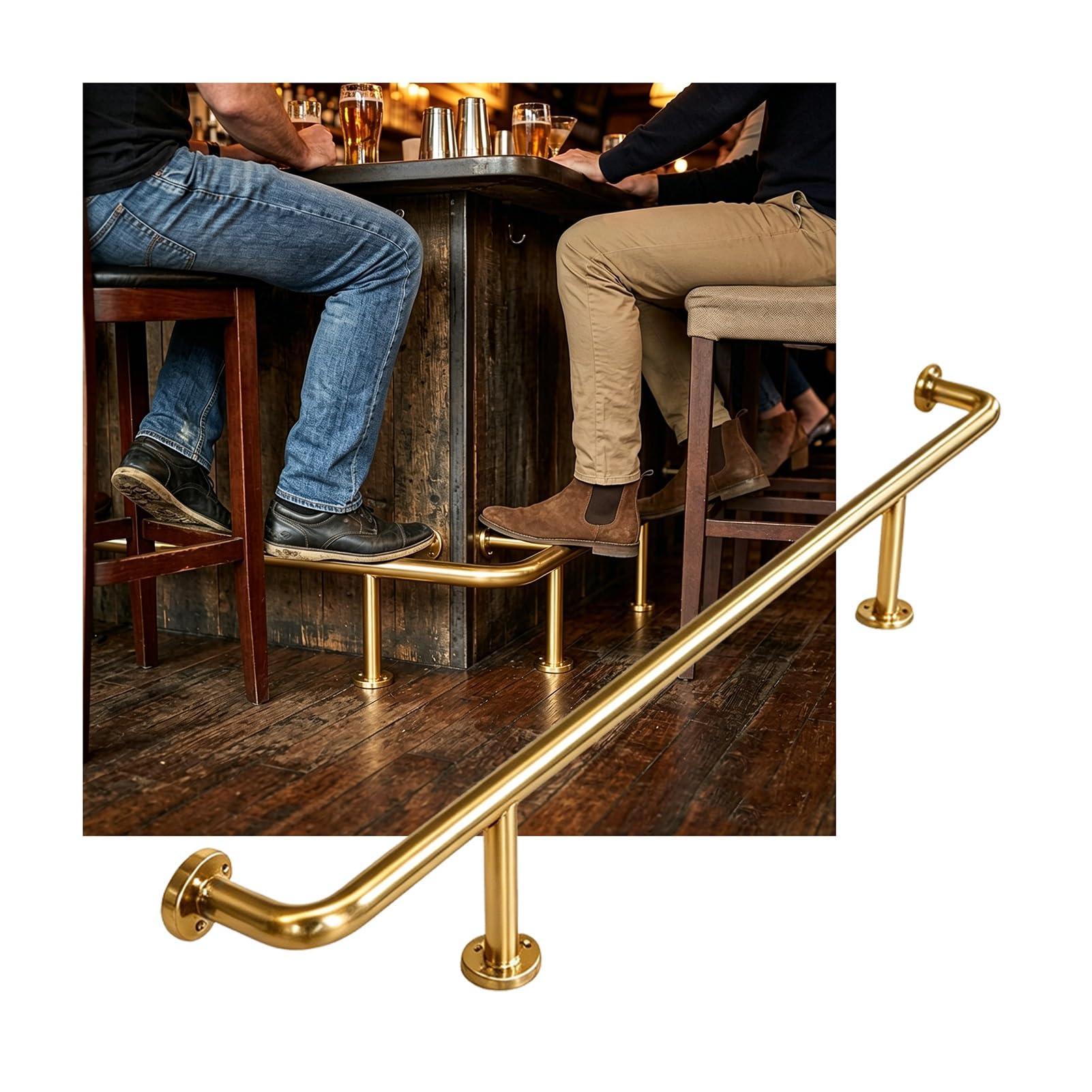 Barre de pied de bar acier inoxydable dorée 1,4m contre l'inconfort d'assise