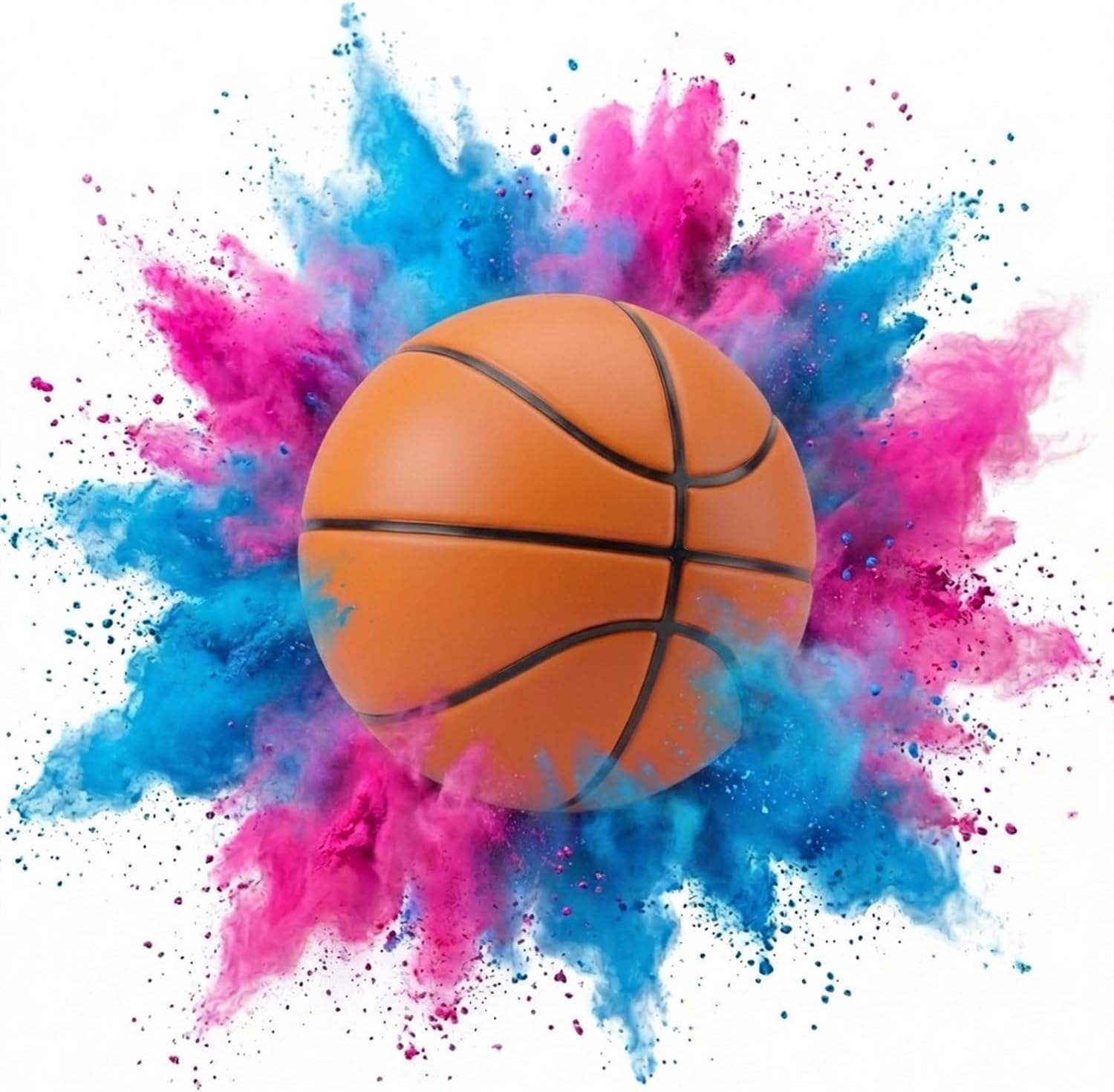 ARELUX Gender Reveal Basketball Ball with 2 Big Bags of Pink and Blue Color Powder Spill Proof for Smoke Great Gender Reveal Ideas for Baby Boys Girls with Not Transparent Basketball Set