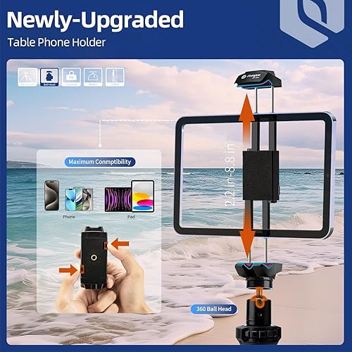 Miniatura 3 de Fotopro Trípode flexible horizontal para teléfono con zapata fría para mini teléfono, trípode para selfies vlogging, maquillaje, transmisión en vivo