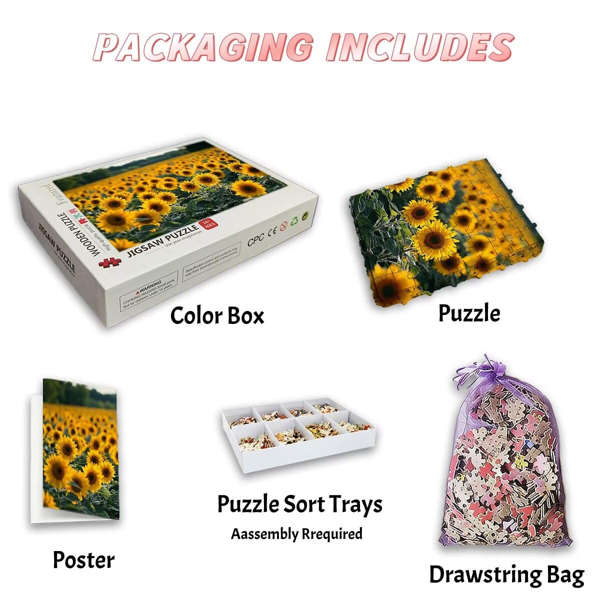 Puzzle 5000 sztuk dorosłych kwiat, puzzle słonecznik, puzzle 5000 sztuk dla dorosłych, drewniane puzzle z pudełkiem na prezent rozmiar 156x105cm, wyzwanie puzzle dla całej rodziny, prezent dla kobiety