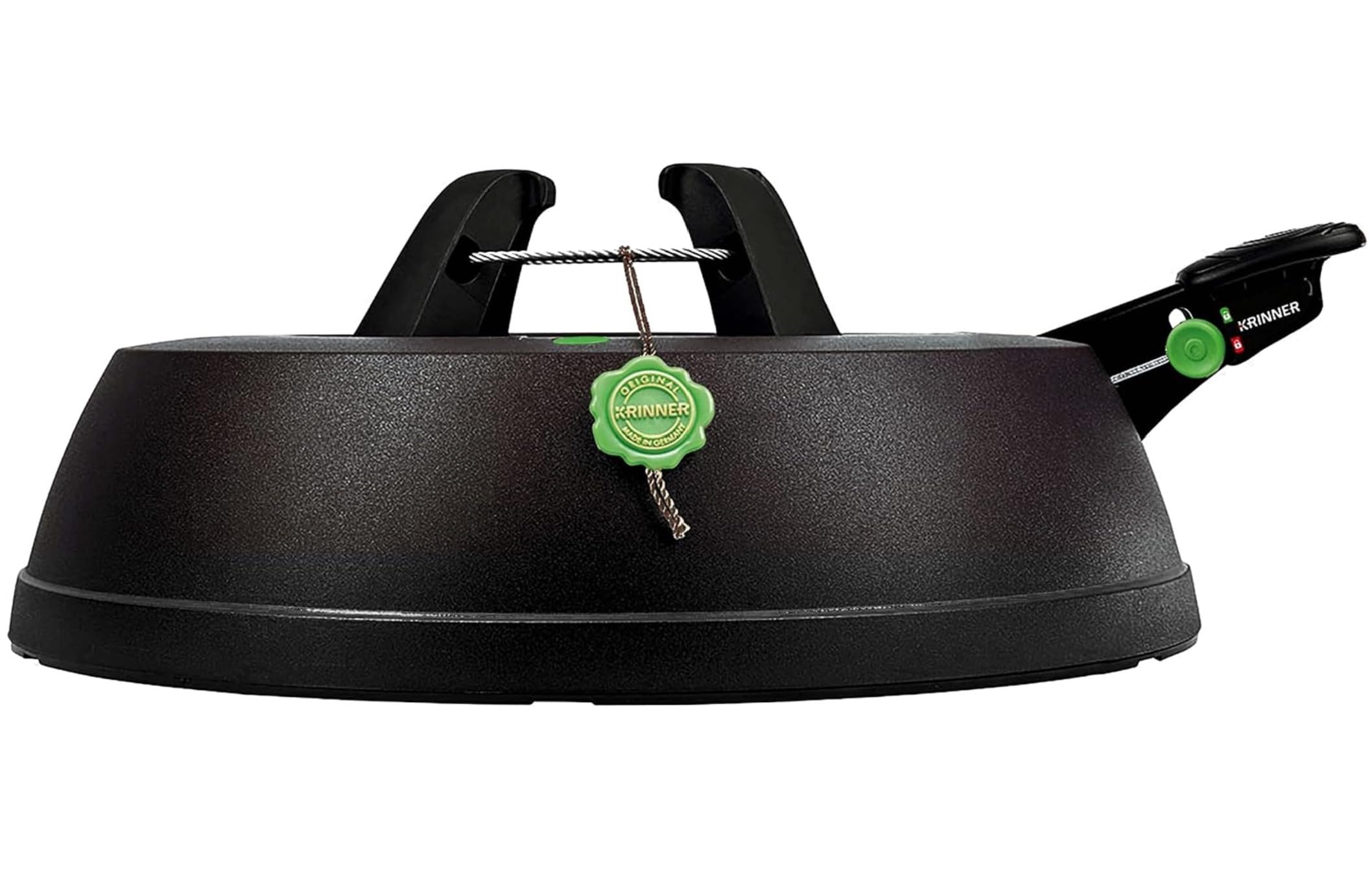 KRINNER® Green Line Comfort Grip S Recycling Christbaumständer Weihnachtsbaumständer inkl. Fußpedal Einseiltechnik mit 3 Liter Wassertank für Baumhöhe bis 2,3m Made in Germany 94219, Schwarz