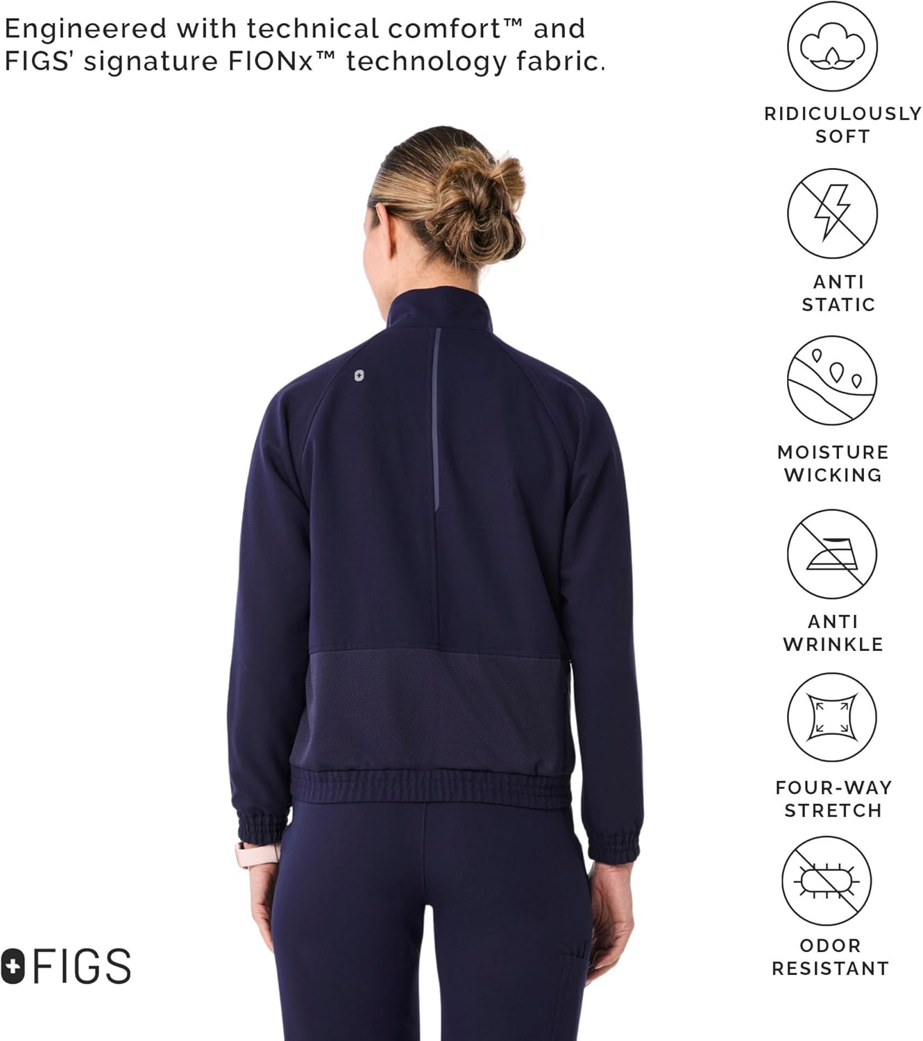 FIGS Sydney Scrub Jacket for Women - Navy, XL