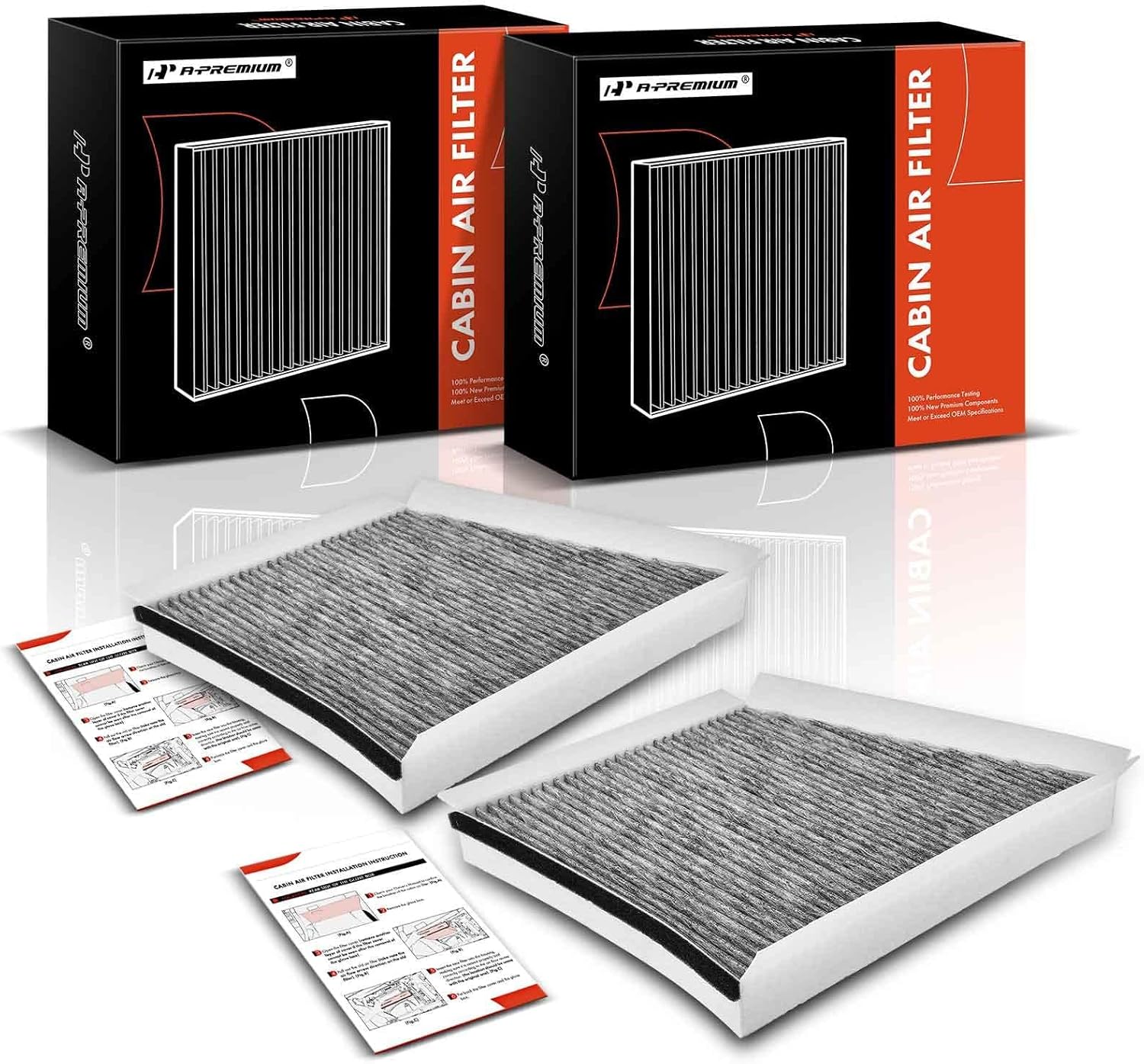 A-Premium 2-PC Cabin Air Filter with Activated Carbon Compatible with Mercedes-Benz E280, E320, E350, E500 5.0L, E55 AMG 5.5L, E550, E63 AMG, CLS500 5.0L, CLS55 AMG 5.5L, CLS550, CLS63 AMG