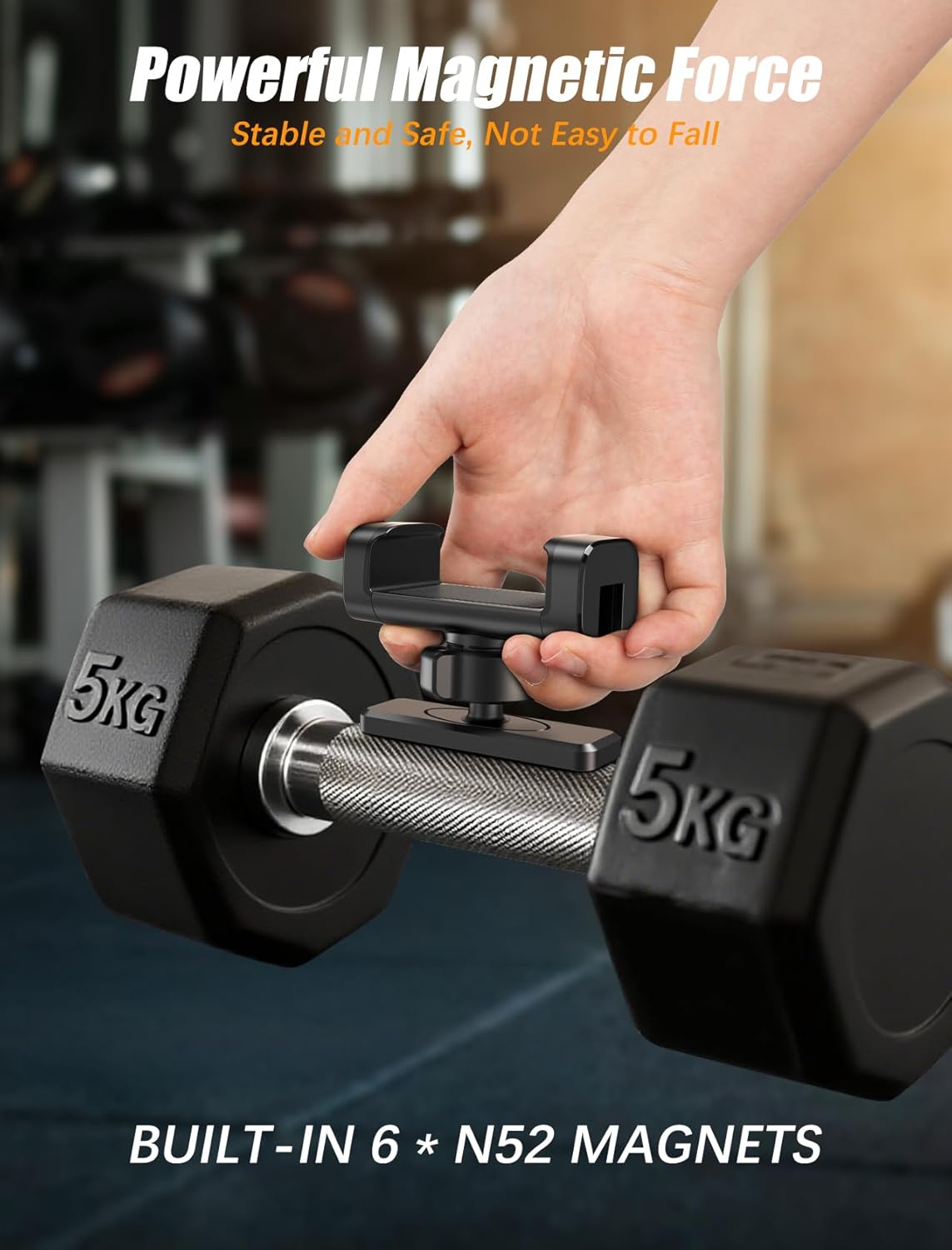 Gym Magnetic Phone Holder【Strong Magnets】- 360 Adjustable Magnetic Phone Mount, Phone Holder Gym Accessories for Men Women Compatible with All Smartphones 4.7-7" - Image 4