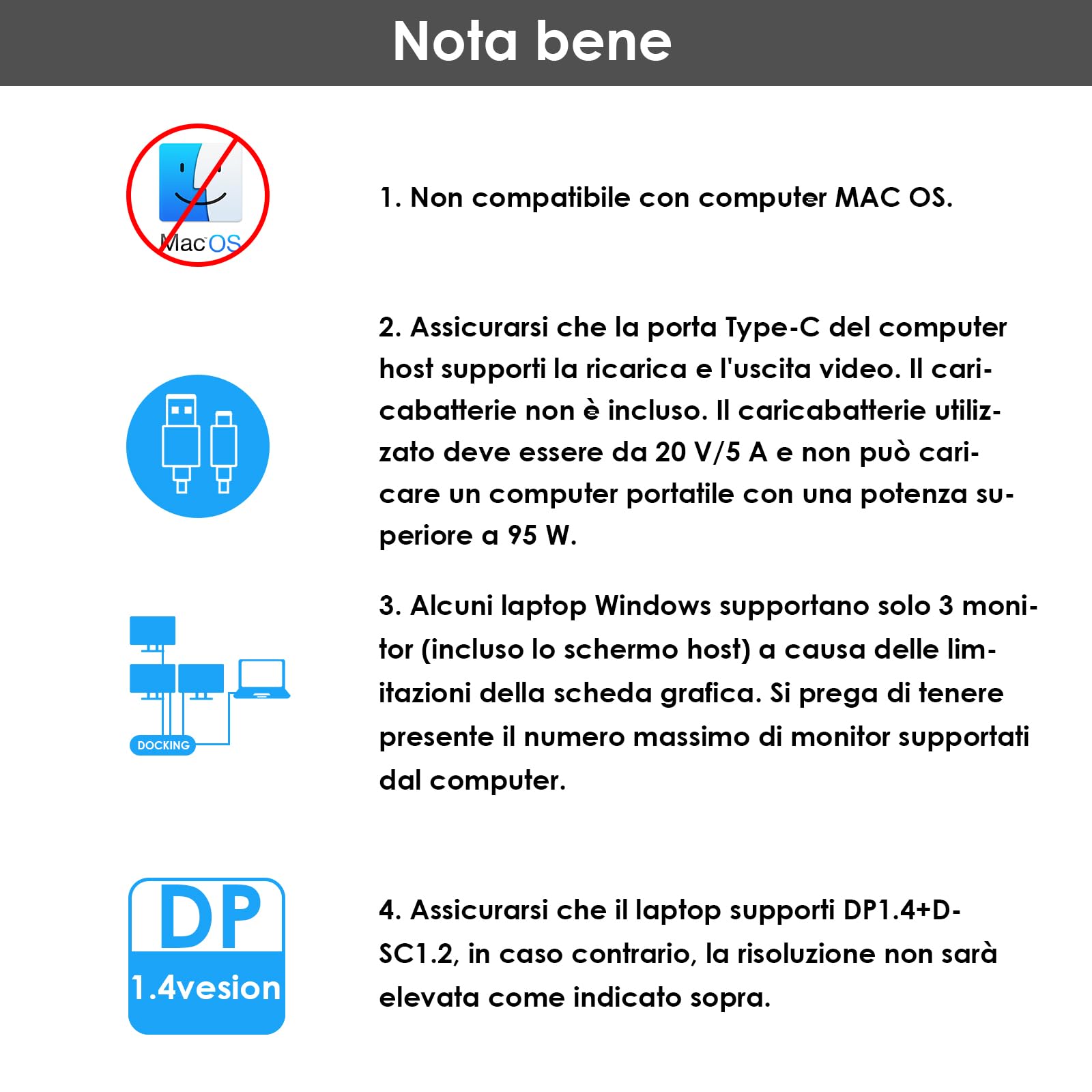 WAVLINK Docking Station, tripla docking station 4K con doppio HDMI, DP, 100W PD IN, 3 USB-A2.0 per dispositivi wireless, compatibile con Dell/HP/Lenovo ecc, solo computer con sistema operativo Windows