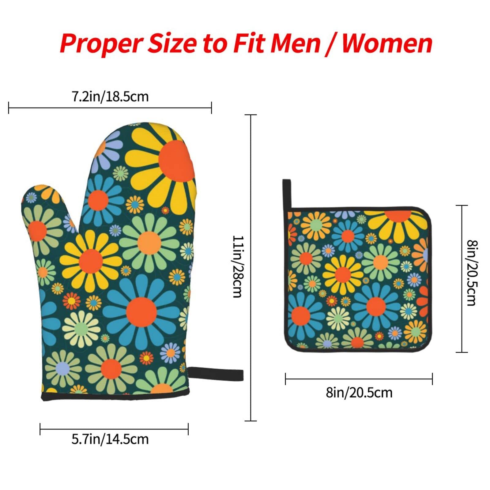 Ofen-Sicherheits-Set Mit Blumenmuster – Topflappen, Untersetzer & Topfhut