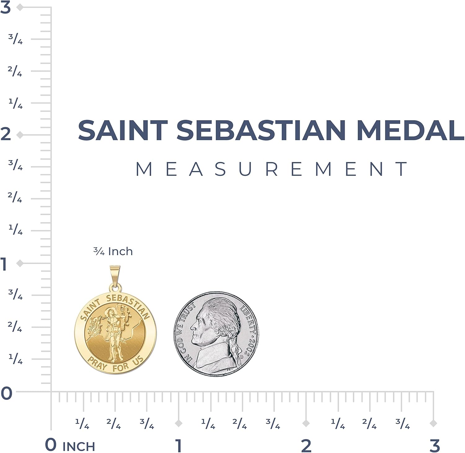 PicturesOnGold.com Saint Sebastian Religious Medal - 3/4 Inch Size of a Nickel in Solid 14K Yellow Gold - Image 4