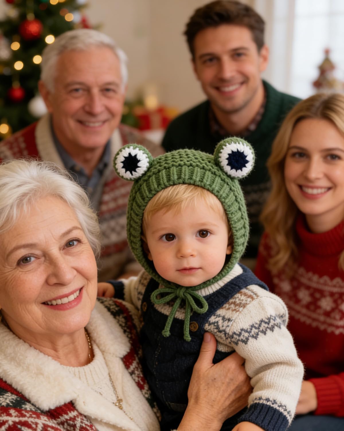 MINGSEECESS Kids Knitted Beanie Hat Cute Frog Cartoon Winter Warmer Cap with Big Eyes for Baby Boys Girls - Image 3